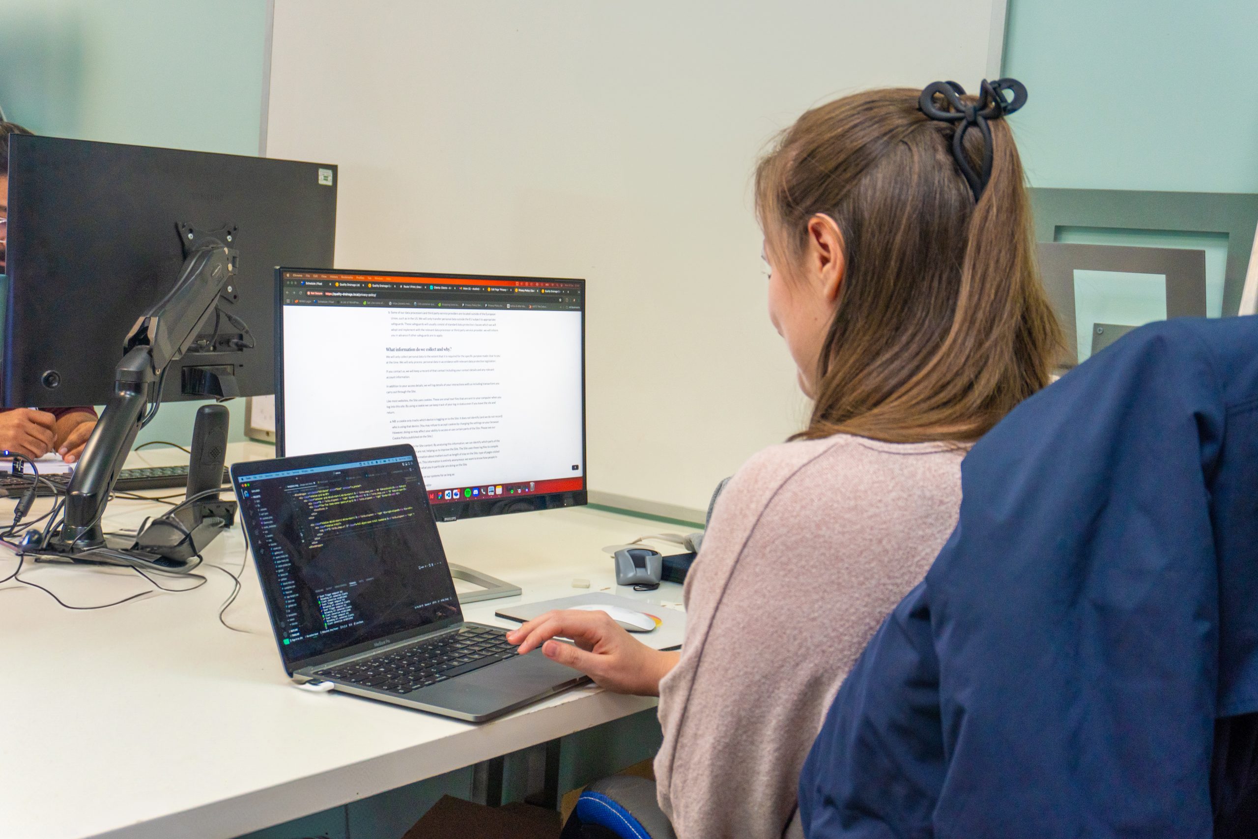 Web developer coding a website